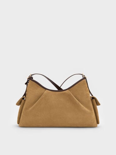 Khai Recycled Suede Side-Pocket Shoulder Bag, Sahara Sand, hi-res