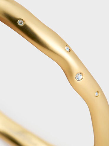 Ottilie Crystal Sculptural Bangle, Brush Gold, hi-res