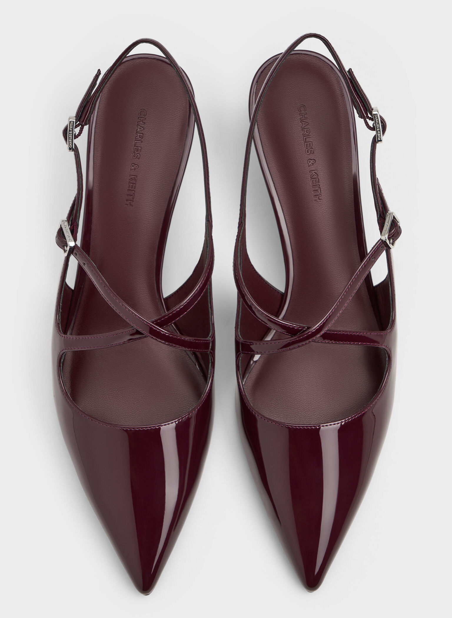 Pauline Patent Crossover Slingback Kitten Heels, Maroon, hi-res