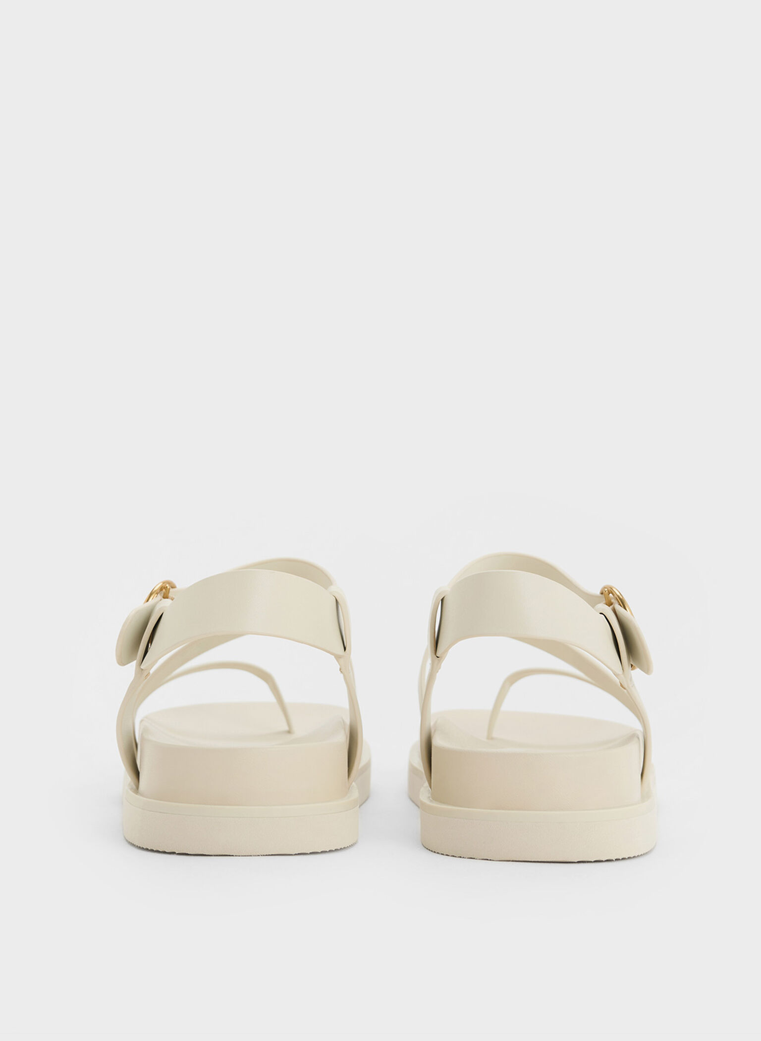 Buckled Ankle-Strap Strappy Sandals, Chalk, hi-res