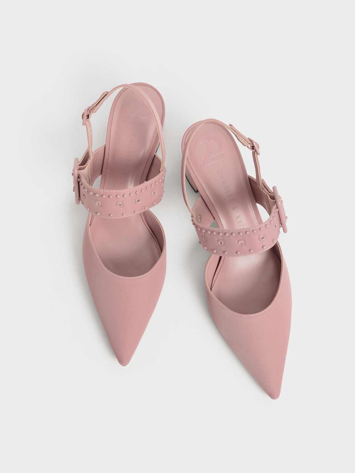 The Anniversary Series: Sepphe Recycled Nylon Grommet Slingback Pumps, Pink, hi-res