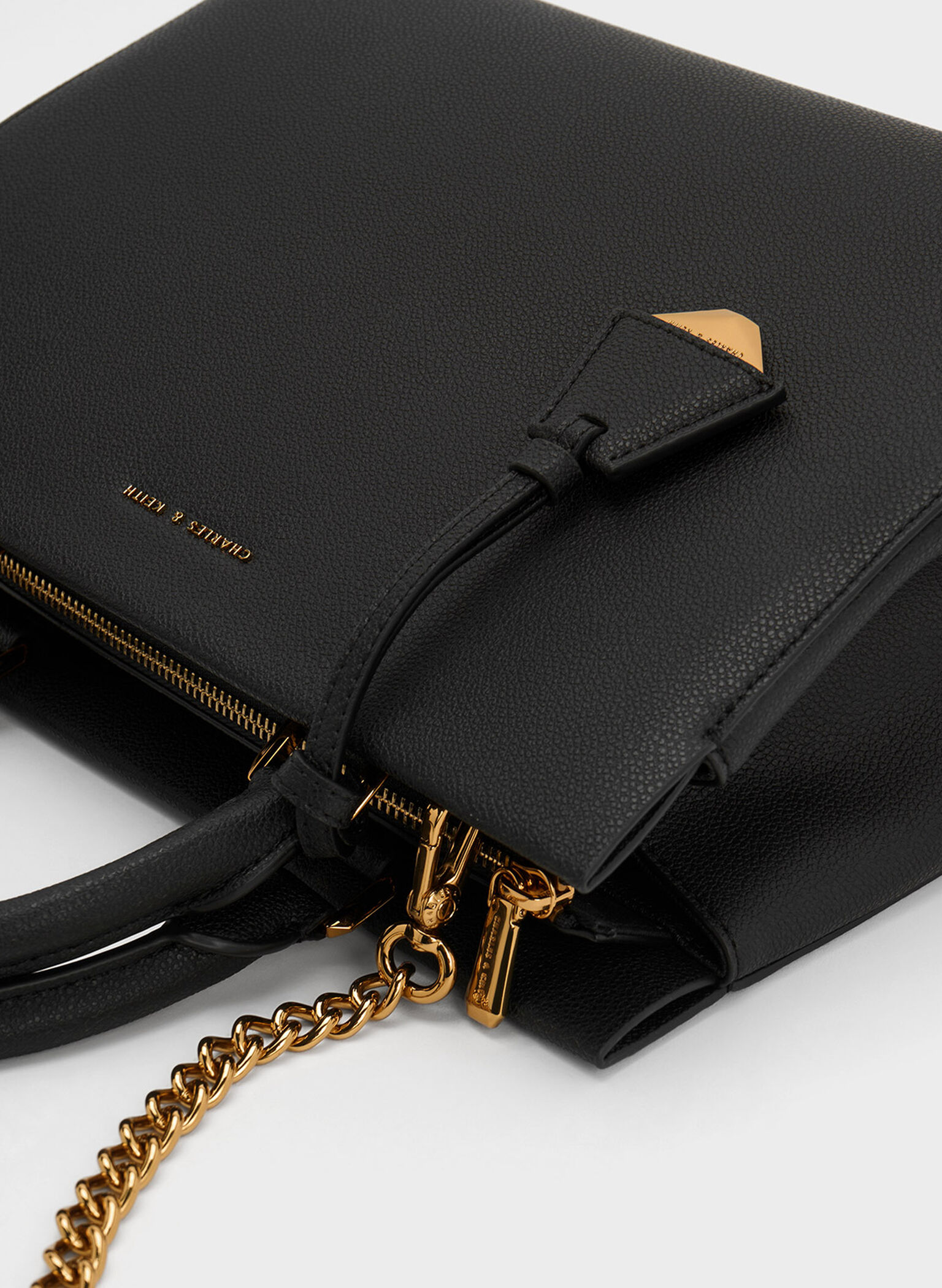 Mirabelle Structured Top Handle bag, Black, hi-res