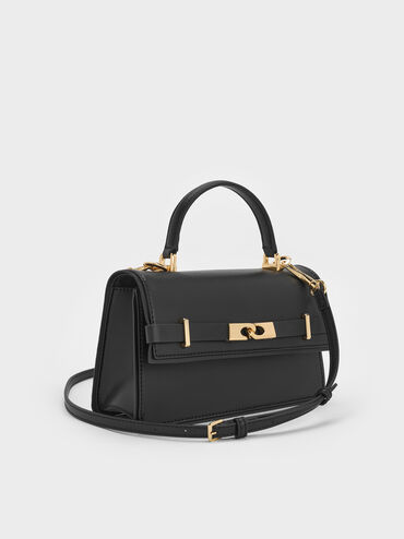 Arlet Belted Top Handle Bag, Black, hi-res