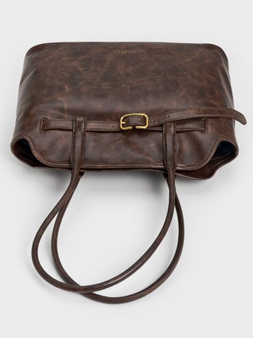 Victoria Belted Trapeze Tote Bag, Distressed Coffee, hi-res