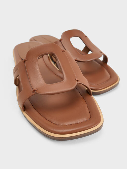 Easley Cut-Out Slide Sandals, Caramel, hi-res
