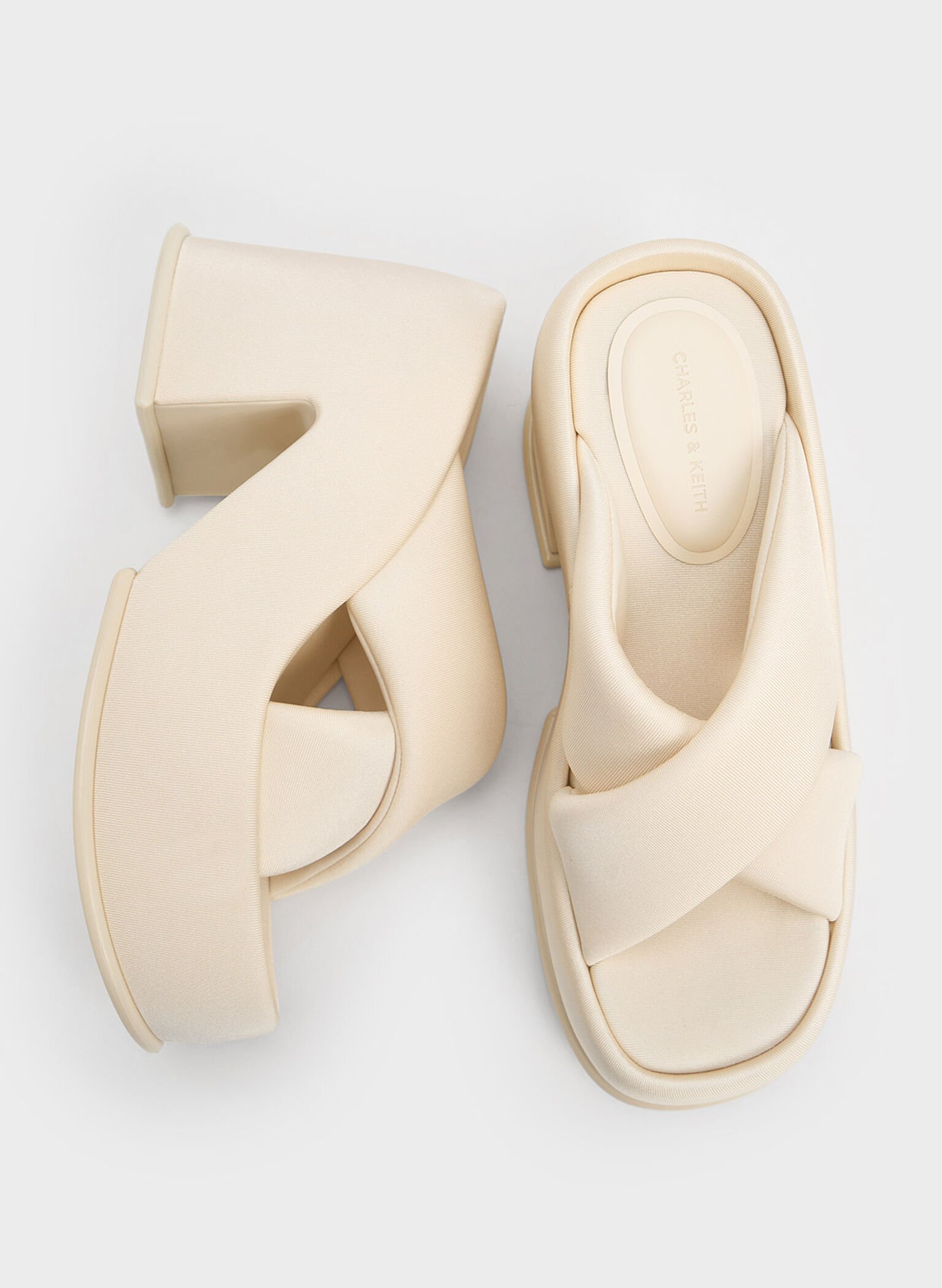 Toni Puffy-Strap Crossover Platform Mules, Chalk, hi-res