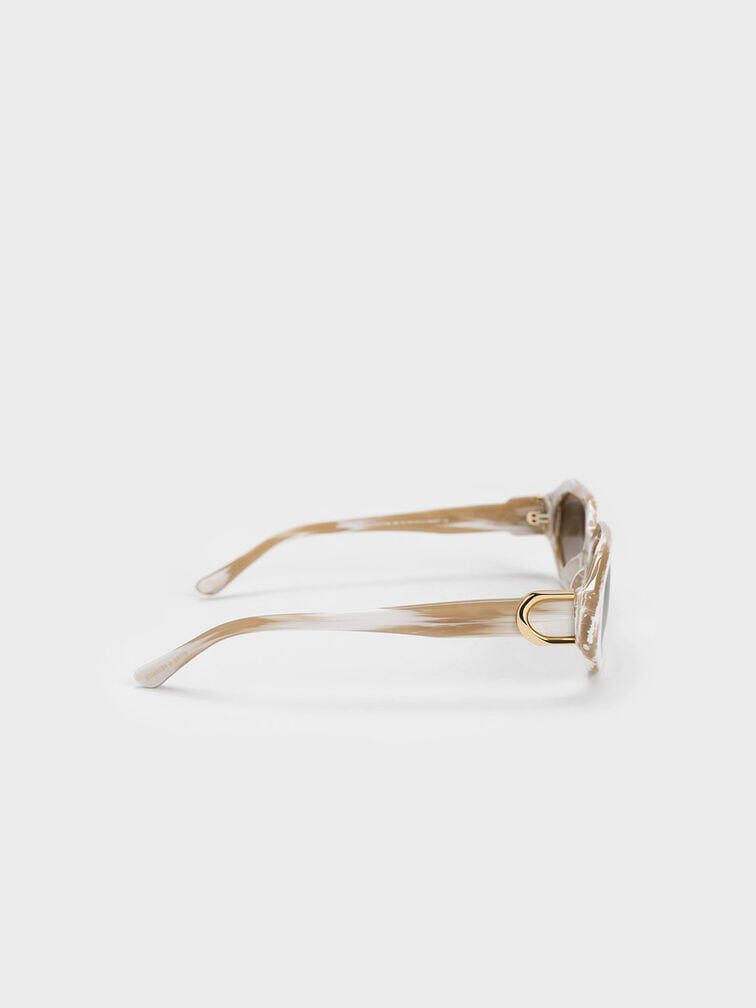 Gabine Recycled Acetate Oval Sunglasses, Cream, hi-res