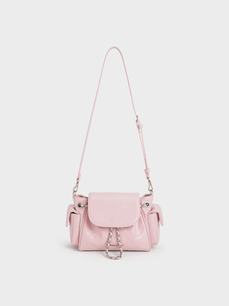 Duo Quilted Two-Way Front Flap Backpack, Cotton Candy Pink, hi-res