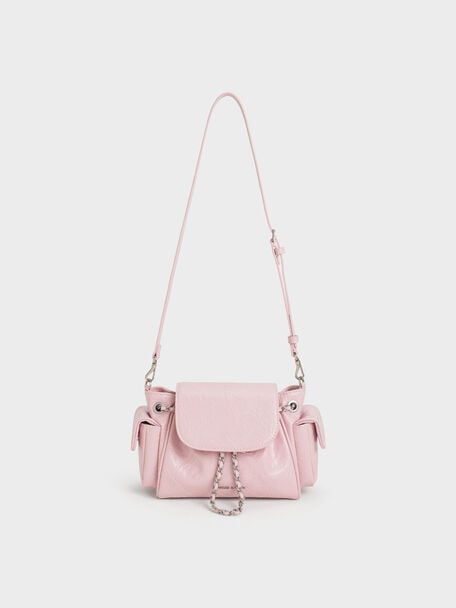 Duo Quilted Two-Way Front Flap Backpack, Cotton Candy Pink, hi-res