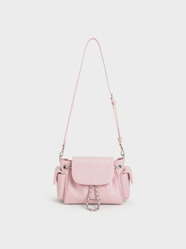 Duo Quilted Two-Way Front Flap Backpack, Cotton Candy Pink, hi-res