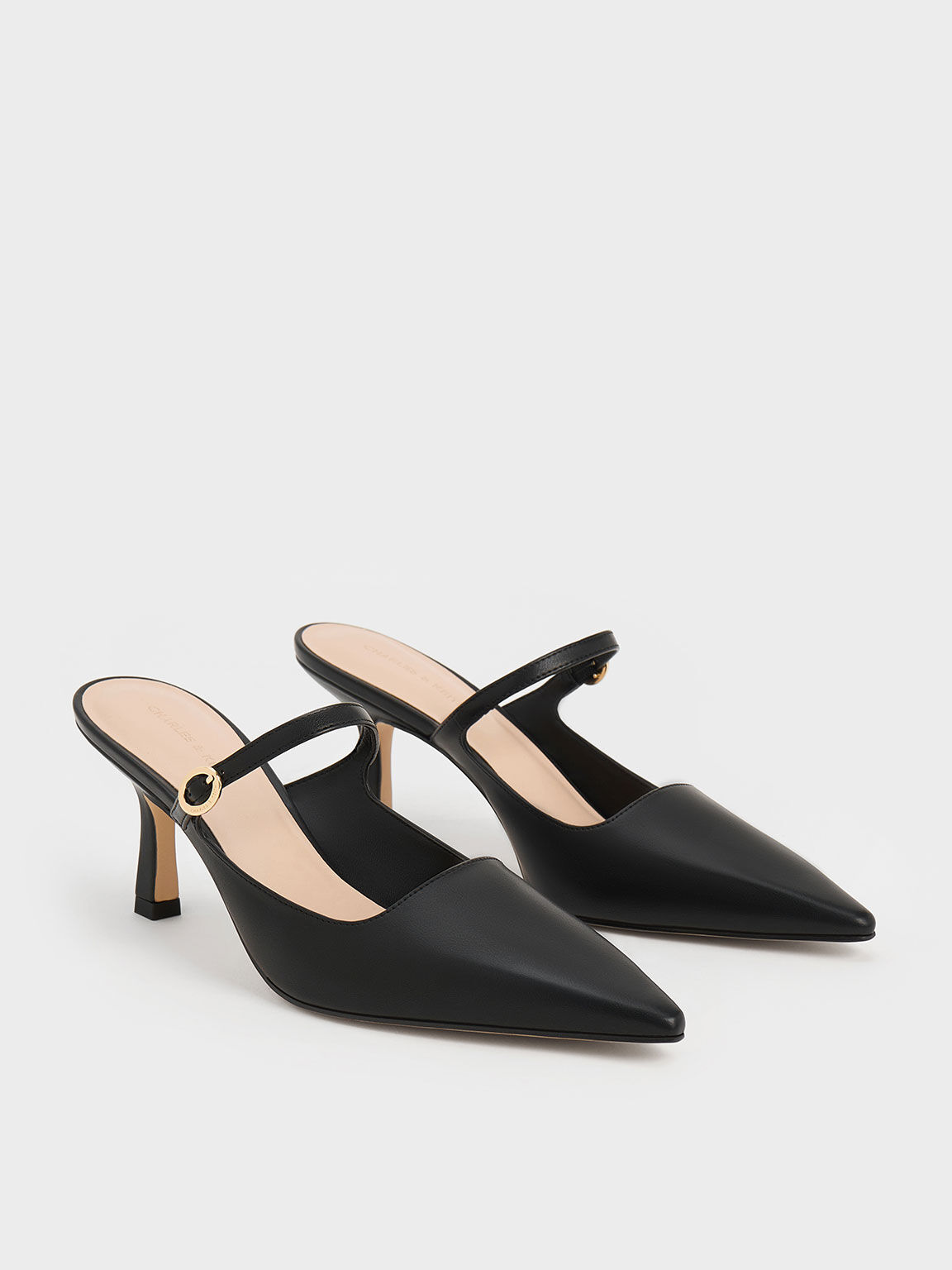 Black clearance slingback mules