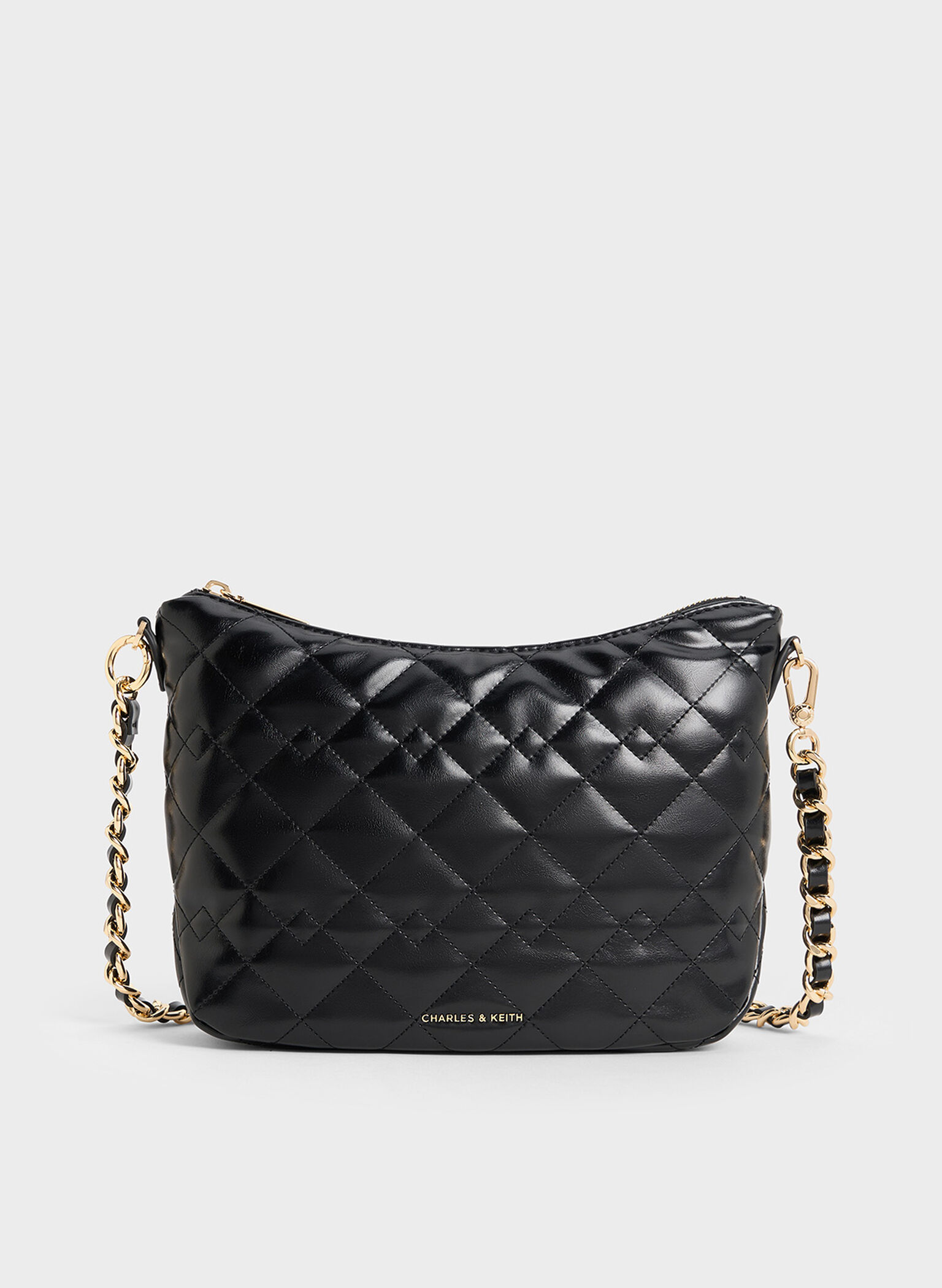 Duo Quilted Slouchy Hobo Bag, Black, hi-res