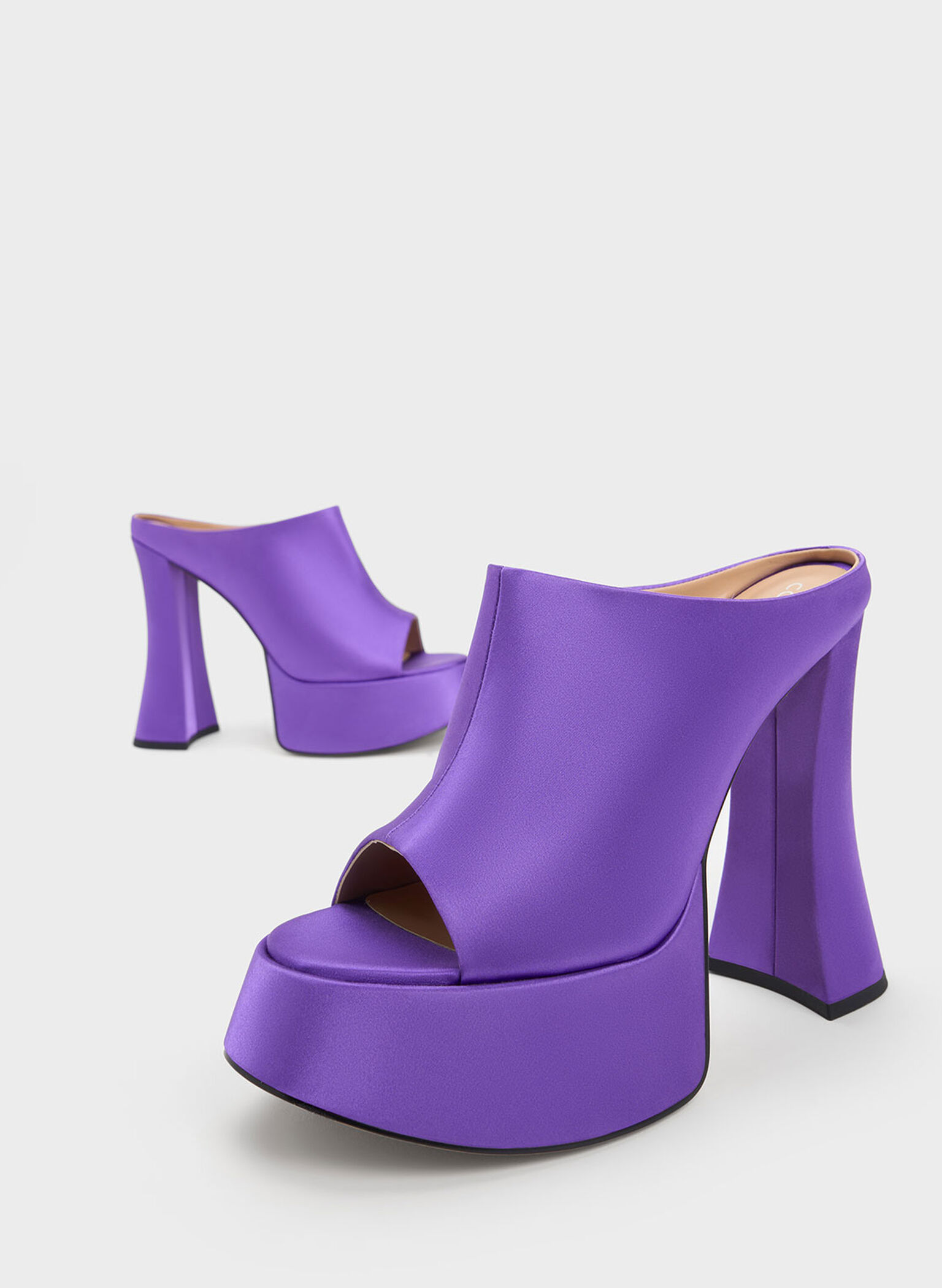 Delphine Recycled Polyester Platform Mules, Purple, hi-res