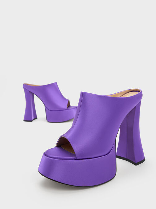 Delphine Recycled Polyester Platform Mules, Purple, hi-res