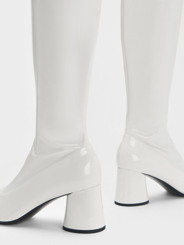 Coco Two-Tone Knee-High Boots, White, hi-res