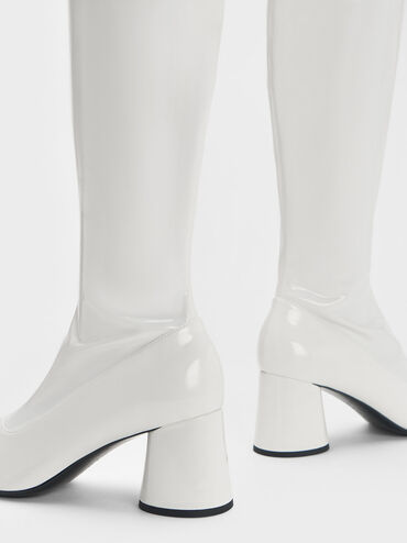 Coco Two-Tone Knee-High Boots, White, hi-res