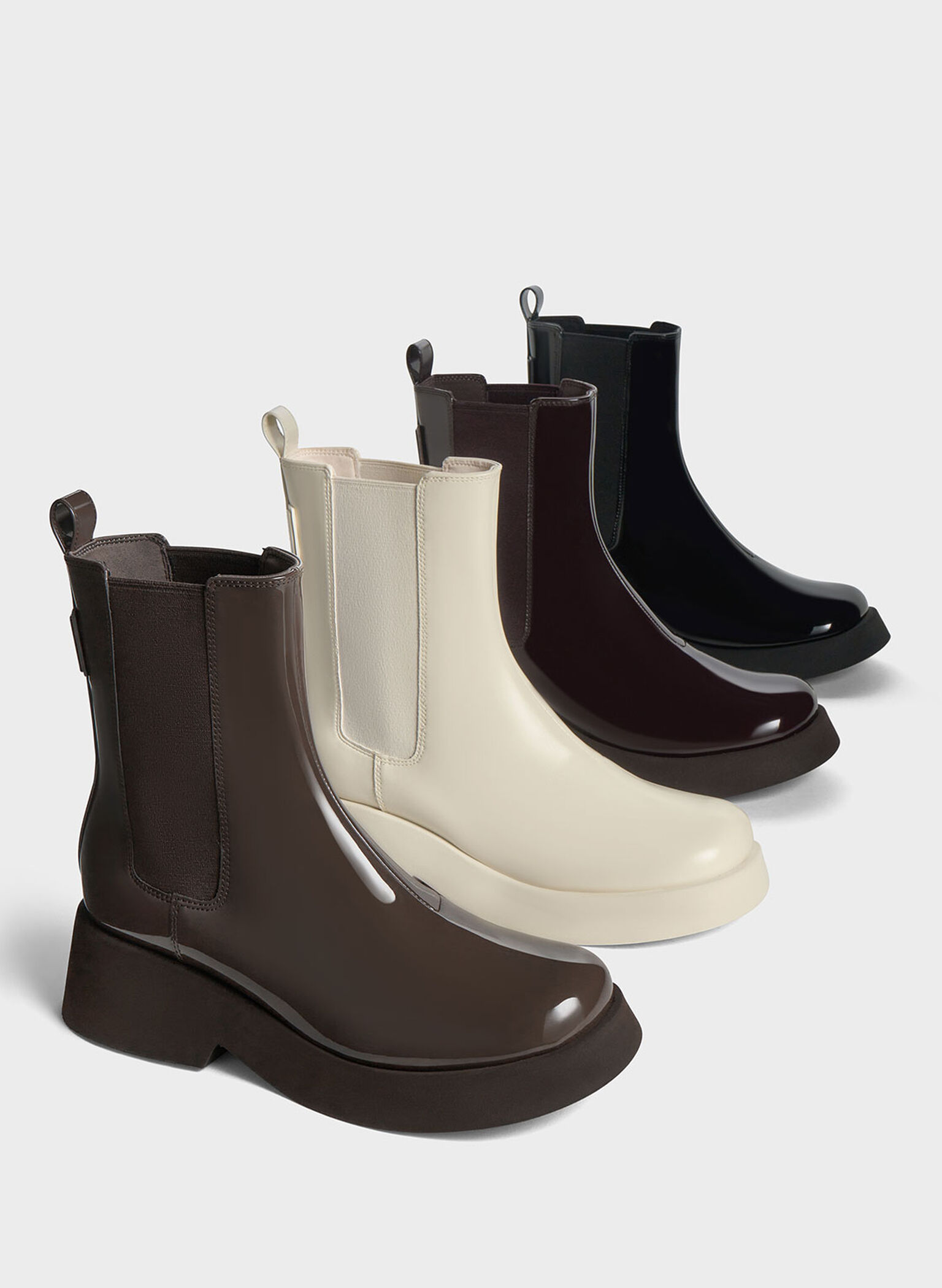 Giselle Patent Chelsea Boots, Brown, hi-res