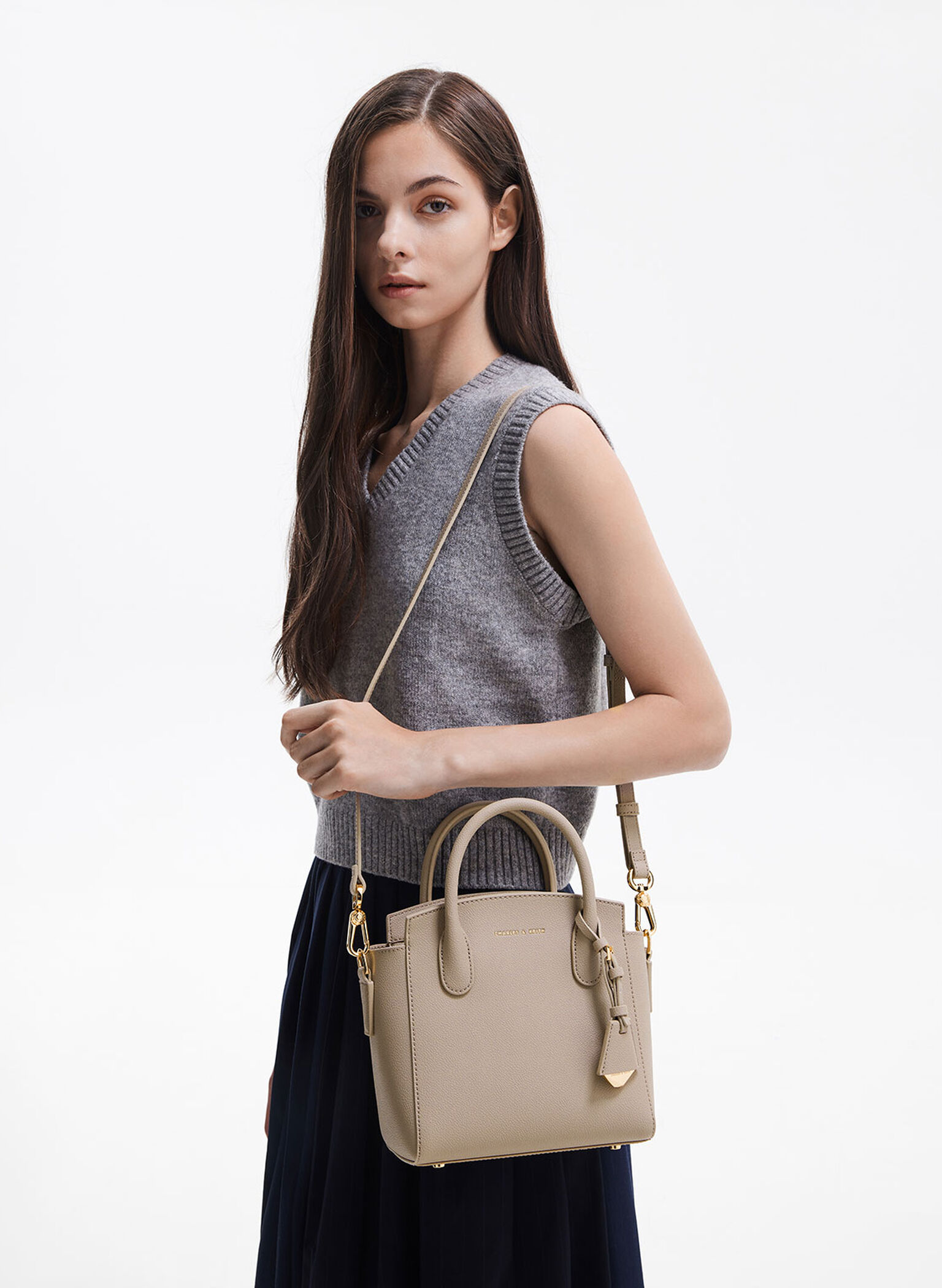 Harper Structured Top Handle Bag, Taupe, hi-res