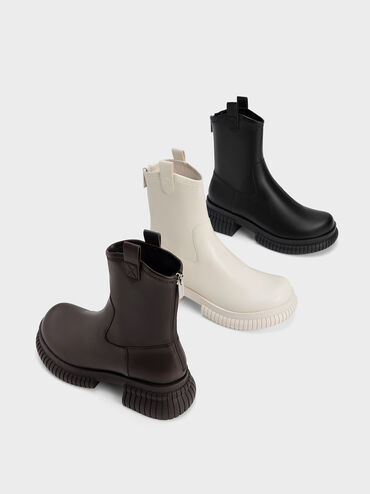 Elise Cowboy Platform Ankle Boots, Black, hi-res