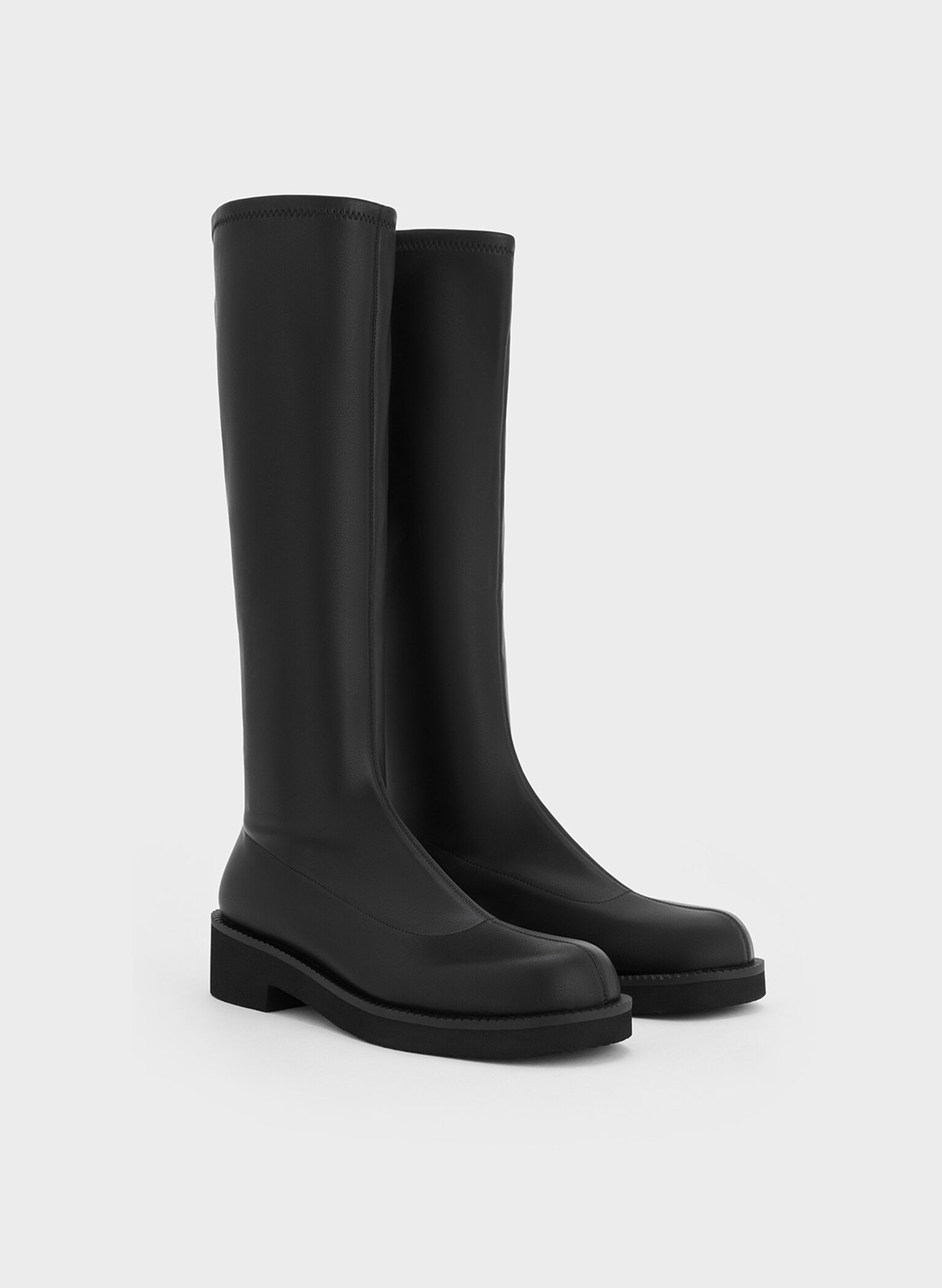 Chunky-Sole Knee-High Boots, Black, hi-res