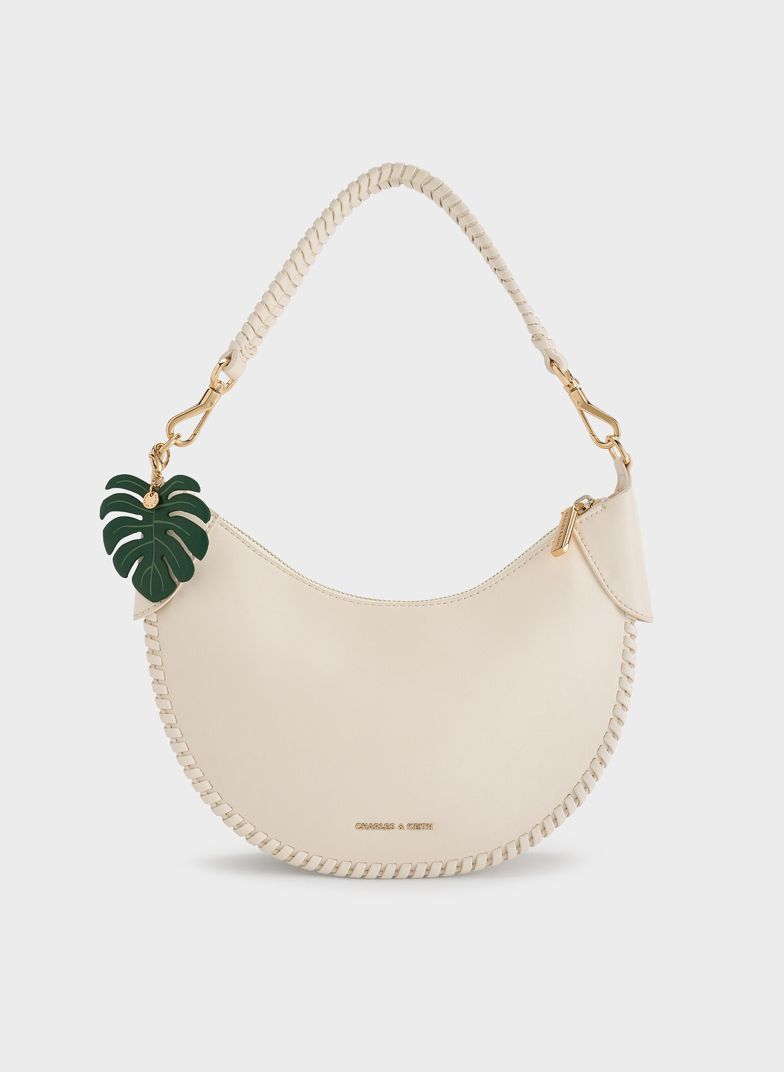 Blume Braided Curved Hobo Bag, Cream, hi-res
