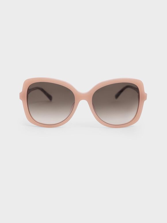 Recycled Acetate Butterfly Sunglasses, Pink, hi-res