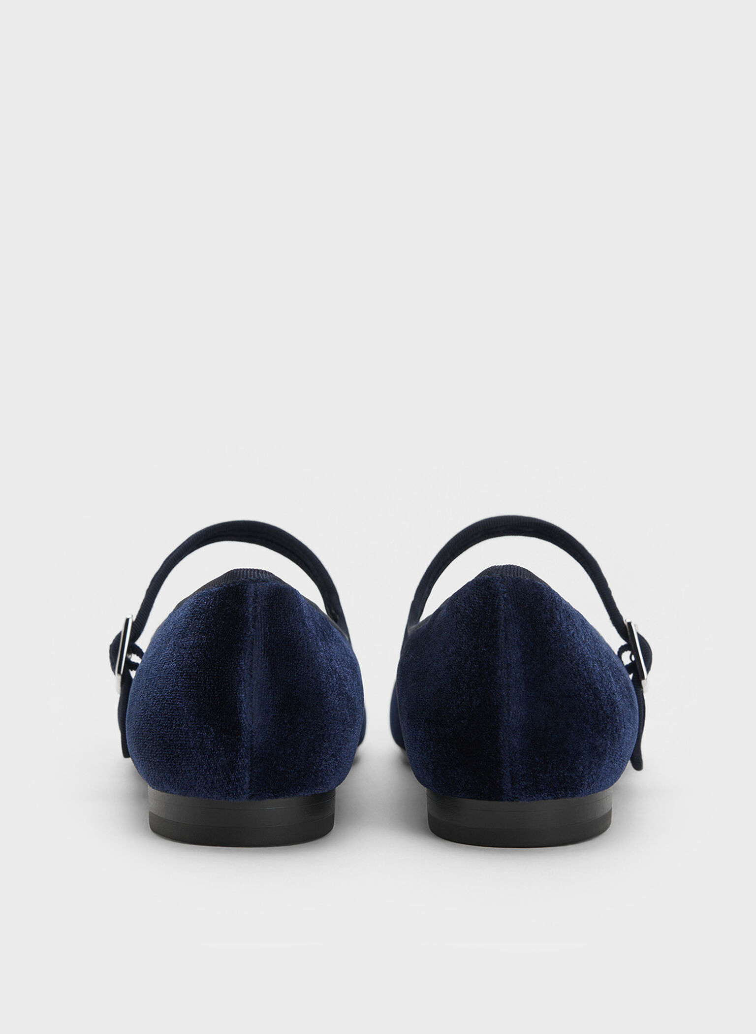 Carmel Velvet Buckled Mary Jane Flats, Dark Blue, hi-res