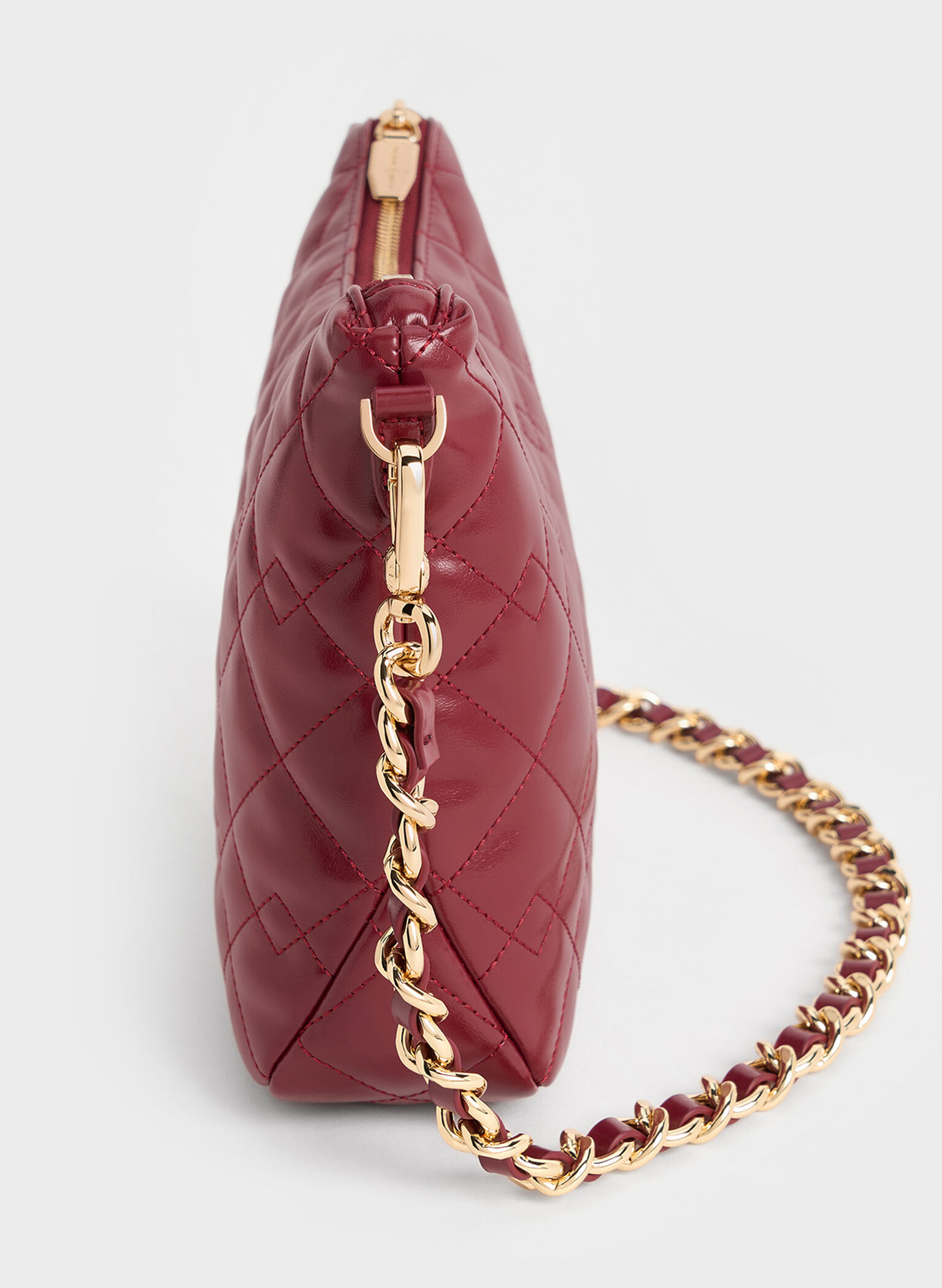 Duo Quilted Slouchy Hobo Bag, Burgundy, hi-res