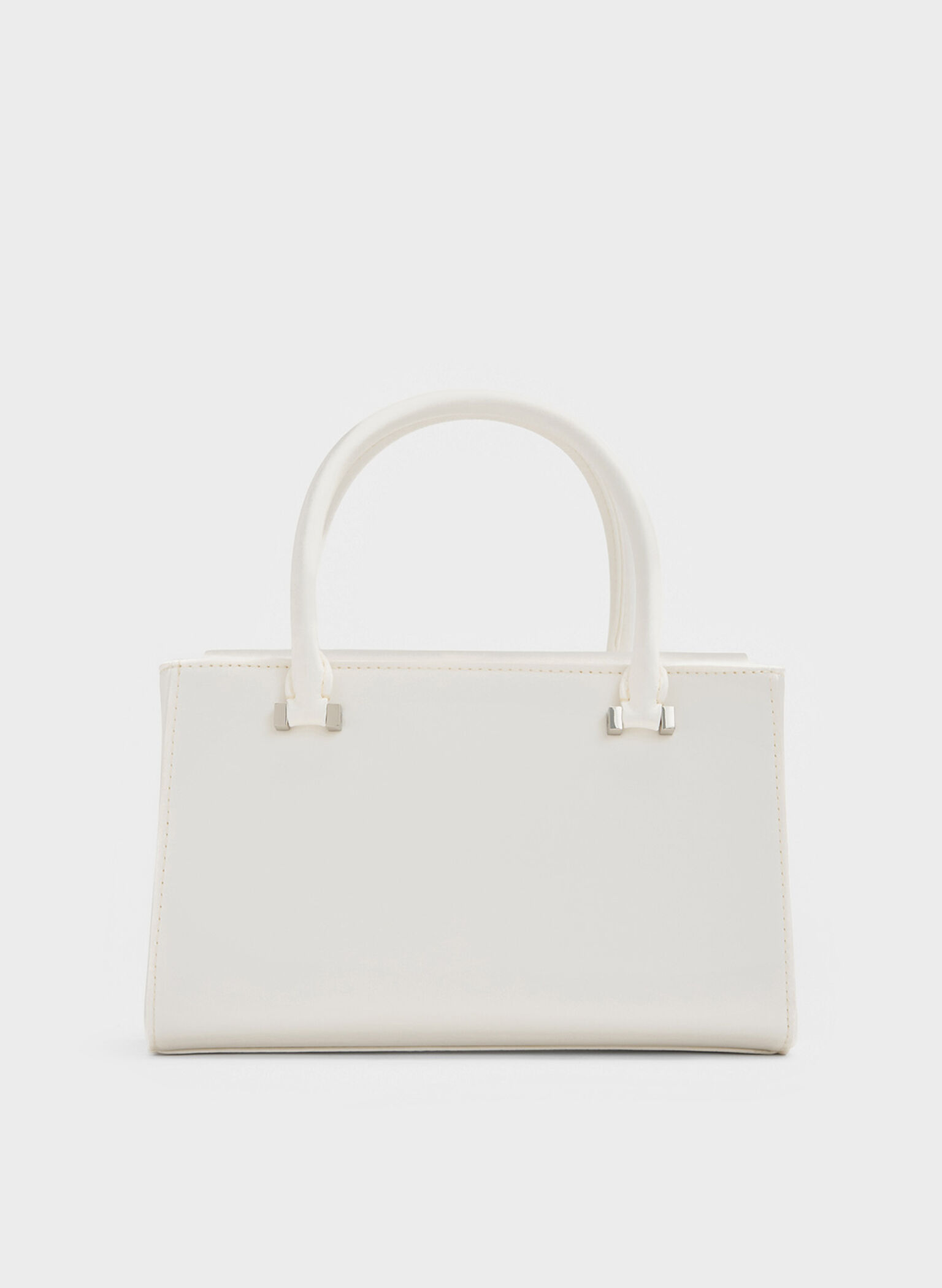 Satin Boxy Tote Bag, White, hi-res