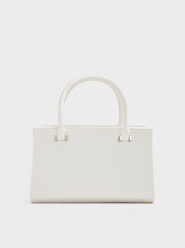 Satin Boxy Tote Bag, White, hi-res