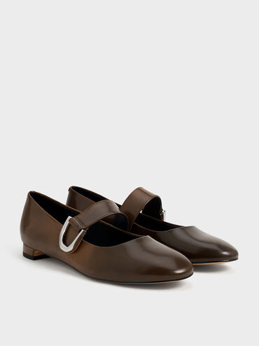 Gabine Leather Mary Janes, Brown, hi-res