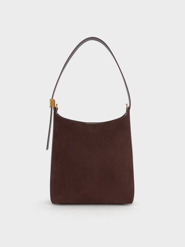 Edna Recycled Suede Bucket Bag, , hi-res