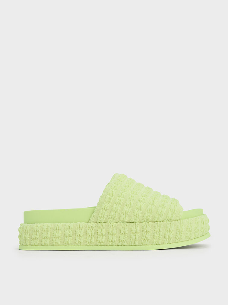 Loren Textured Platform Sandals, Light Green, hi-res