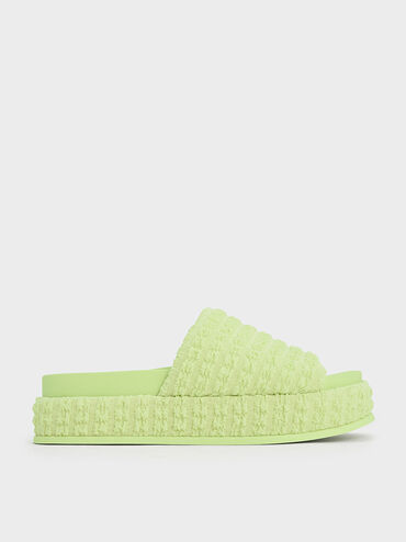 Loren Textured Platform Sandals, Light Green, hi-res