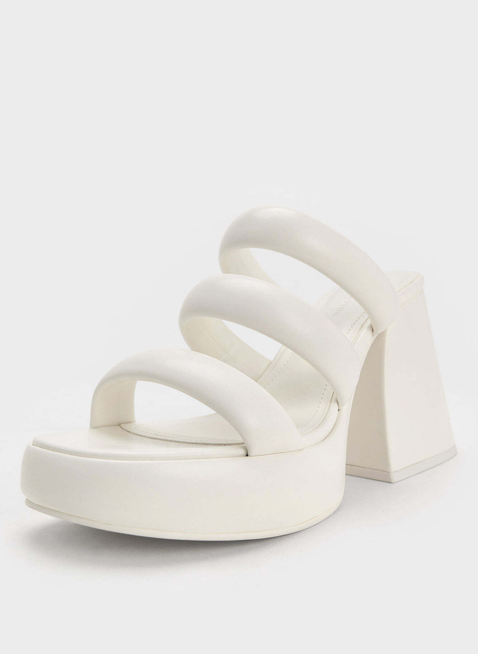 Tattie Puffy-Strap Platform Mules, White, hi-res