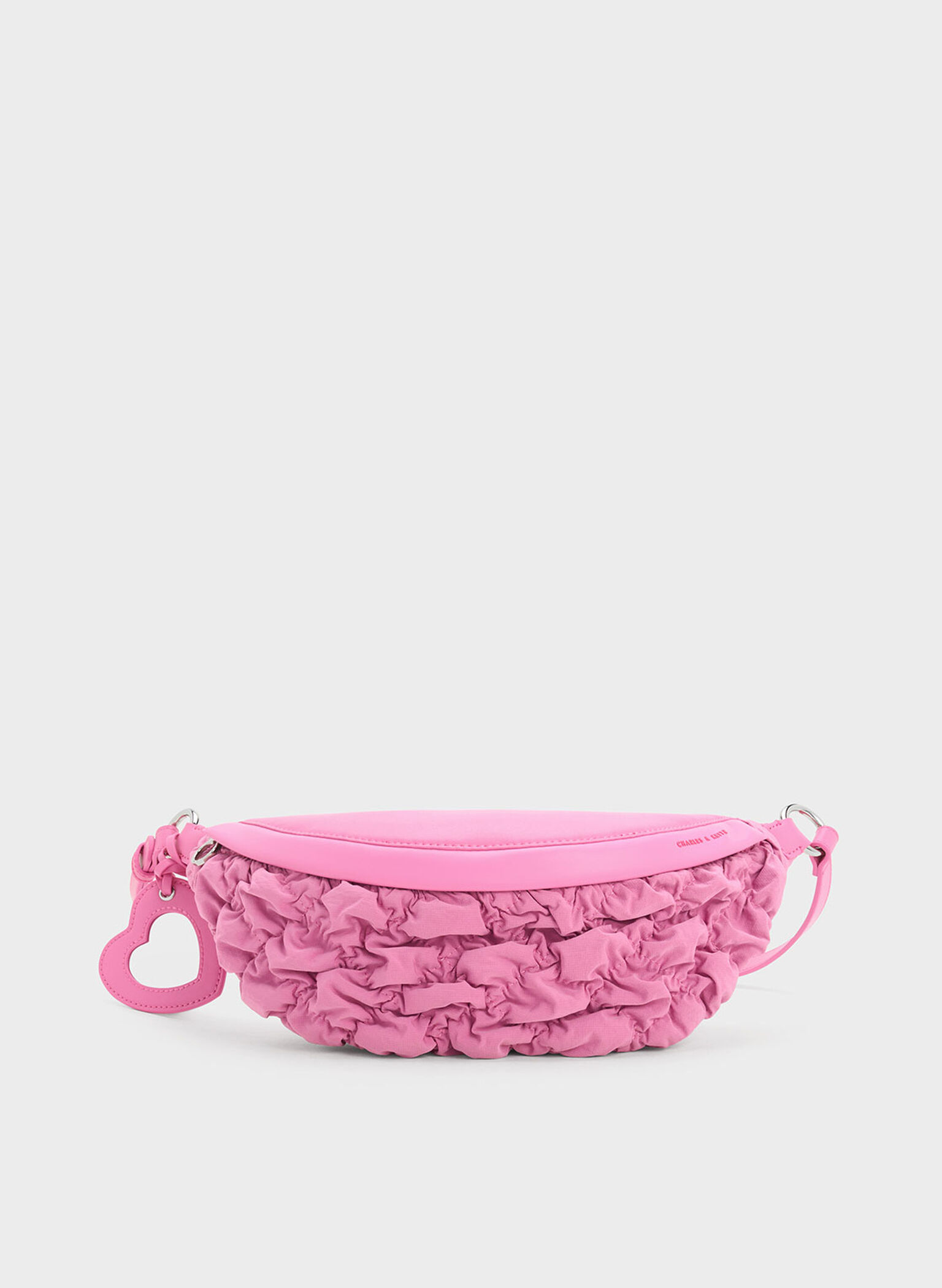 Ruched Nylon Bum Bag, Pink, hi-res