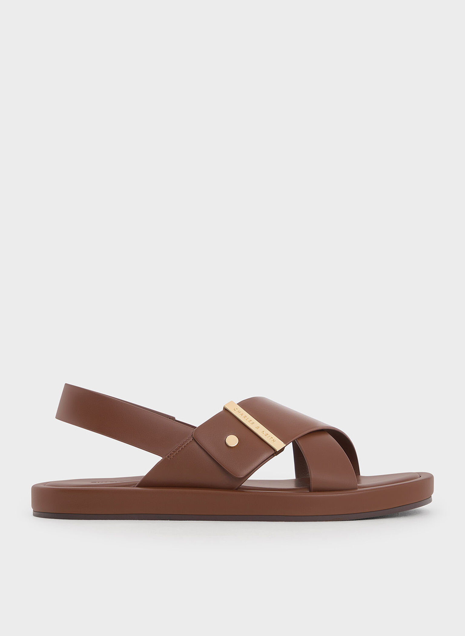 Audra Crossover-Strap Slingback Sandals, Dark Brown, hi-res