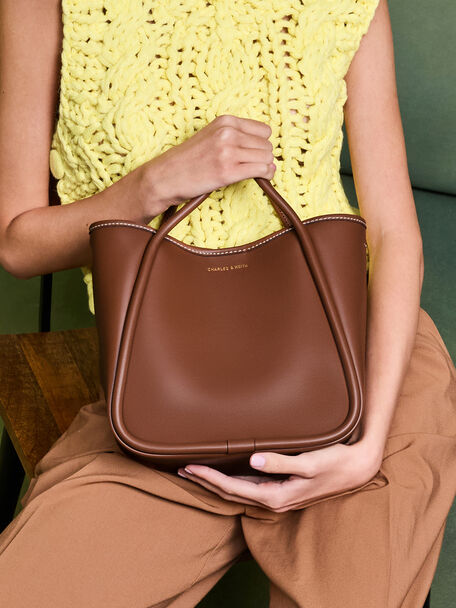 Mini Lyla Tubular Tote Bag, Chocolate, hi-res
