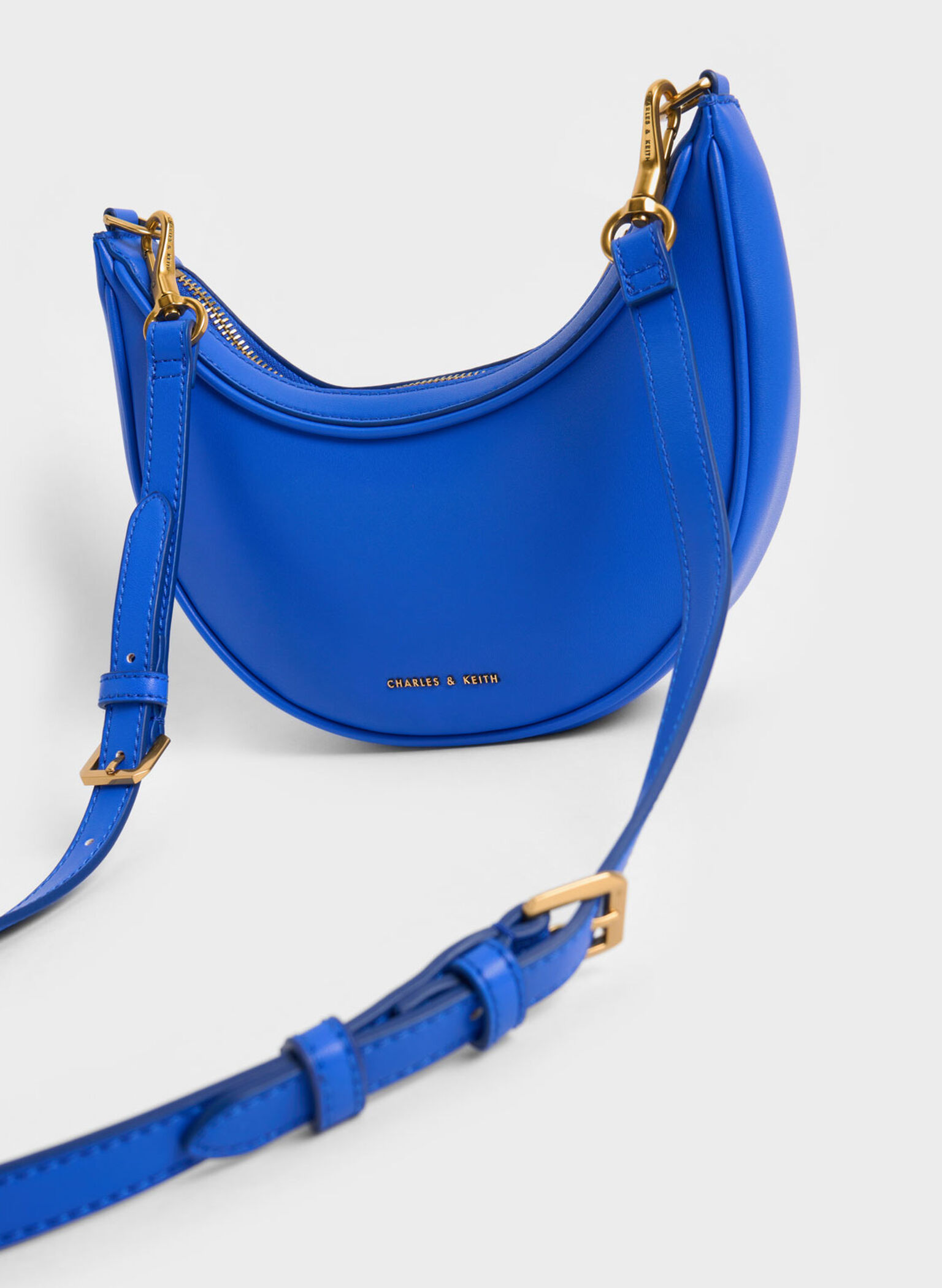 Bonnie Chain-Handle Crescent Bag, Cerulean, hi-res