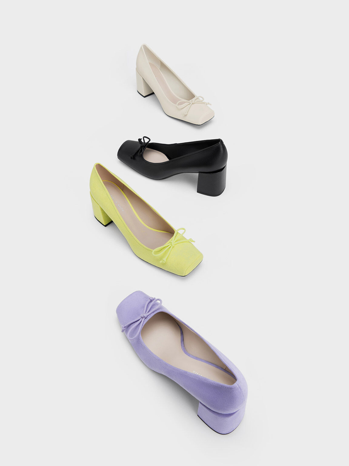 Bow Square Toe Pumps Black