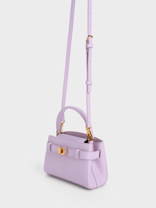 Aubrielle Metallic-Buckle Top Handle Bag, Lilac, hi-res