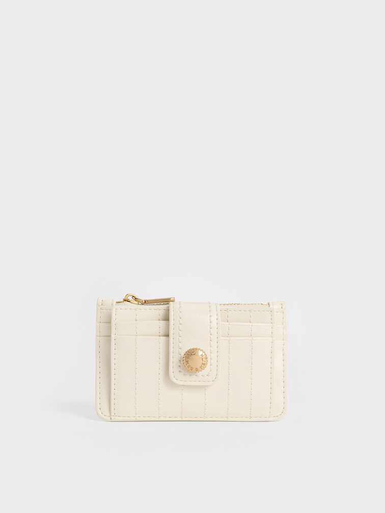Donna Crinkle-Effect Panelled Card Holder, Cream, hi-res