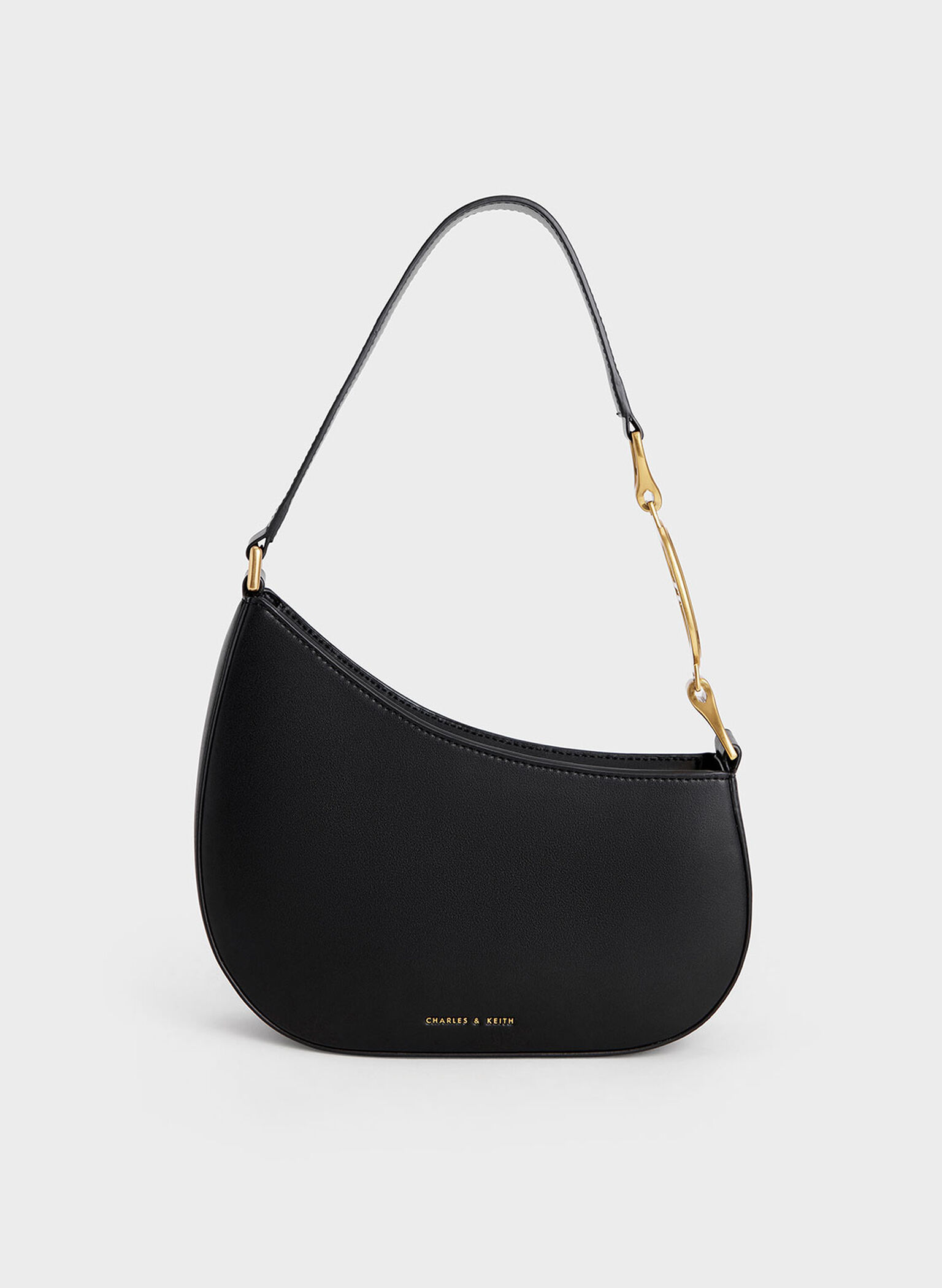 Asymmetrical Shoulder Bag, Black, hi-res