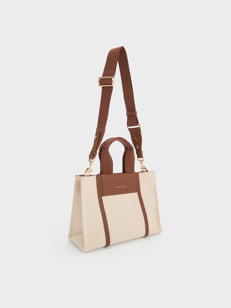 Mini Shalia Canvas Tote Bag, Beige Canvas, hi-res