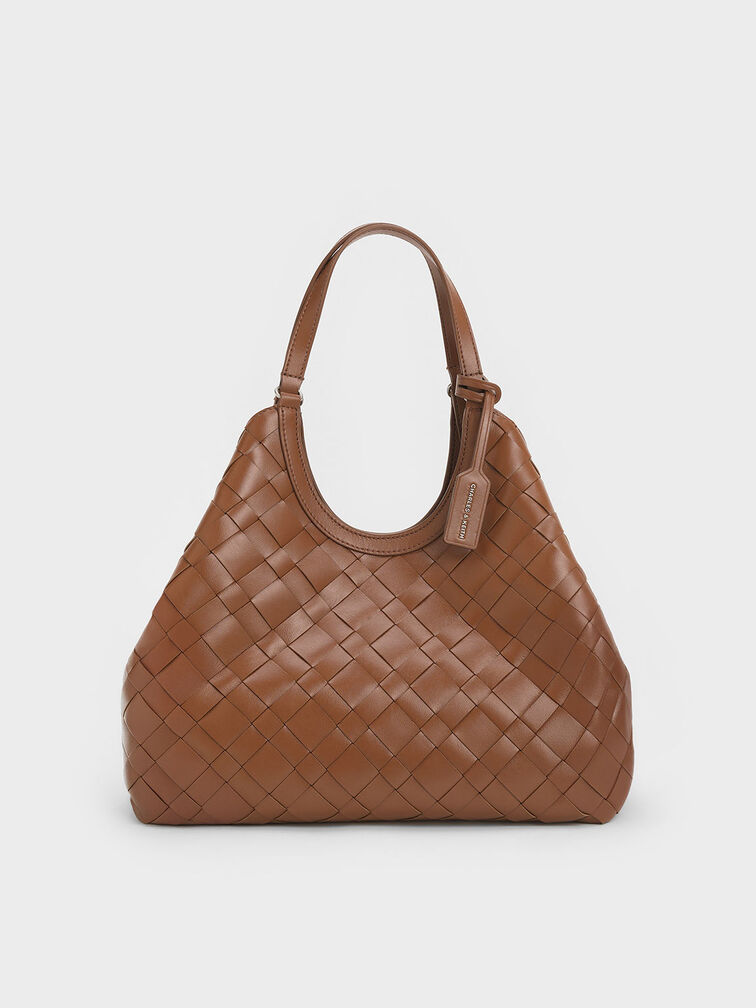 Ivette Woven Tote Bag, Chocolate, hi-res