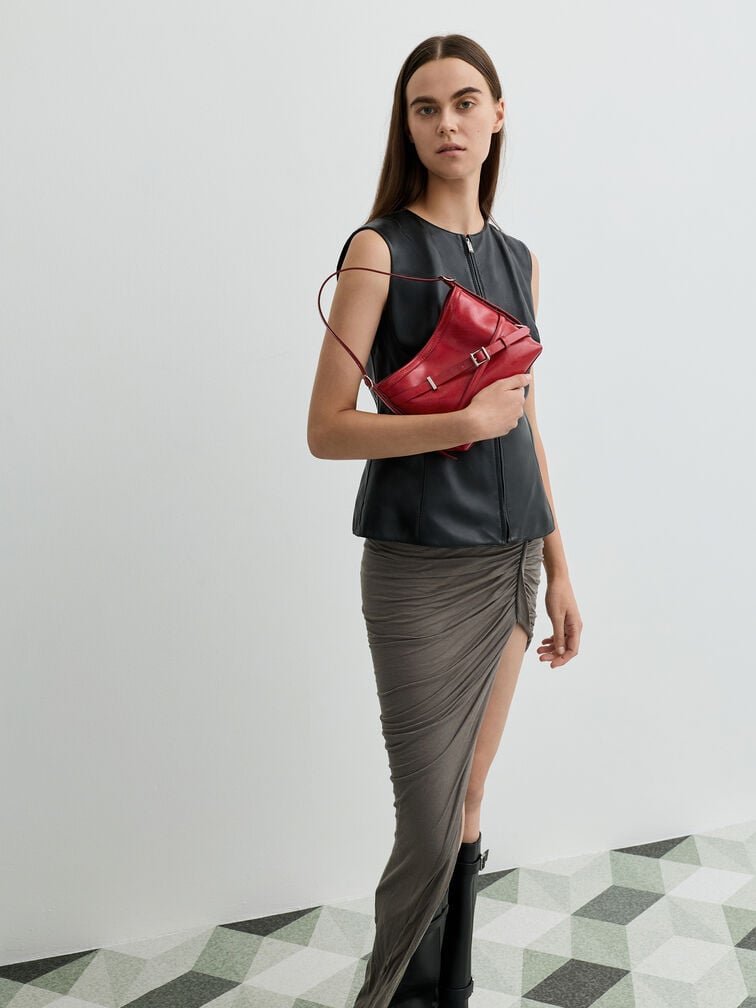 Bryna Buckled-Strap Crossbody Bag, Equestrian Red, hi-res