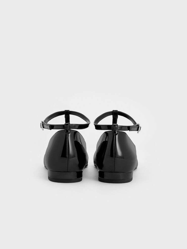 Patent T-Bar Ankle-Strap Ballet Flats, Black Patent, hi-res