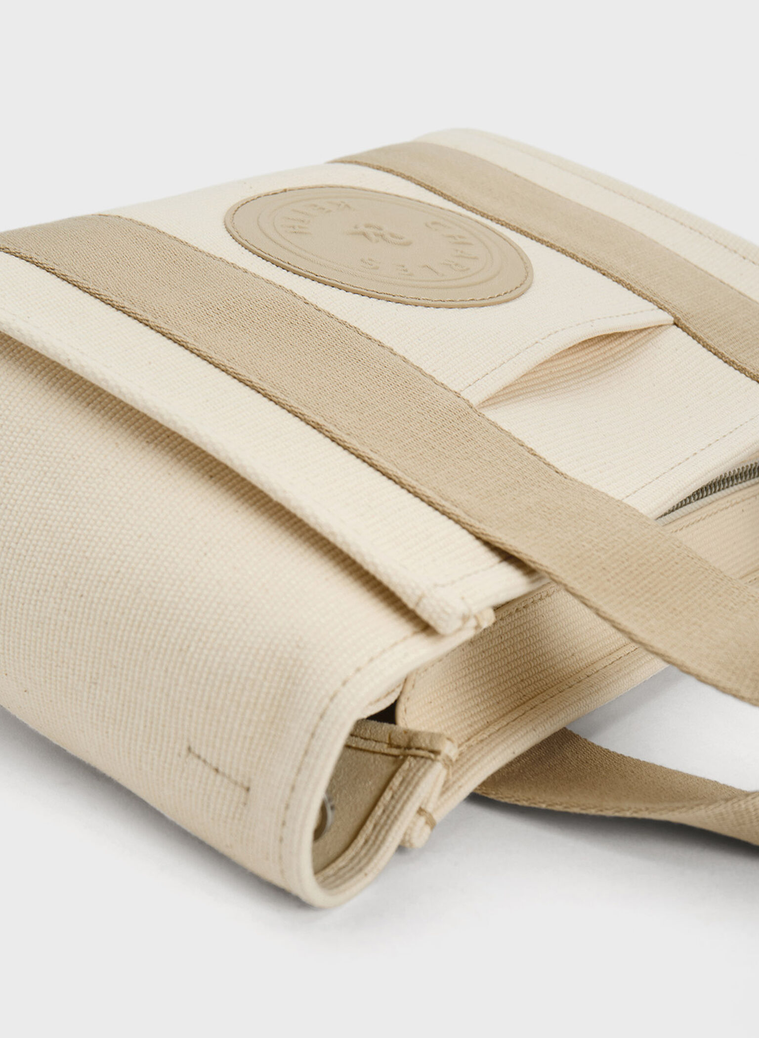 Kay Canvas Contrast-Trim Tote Bag, Taupe, hi-res