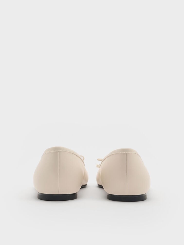 Barbara Pearl-Embellished Bow Ballet Flats, Chalk, hi-res