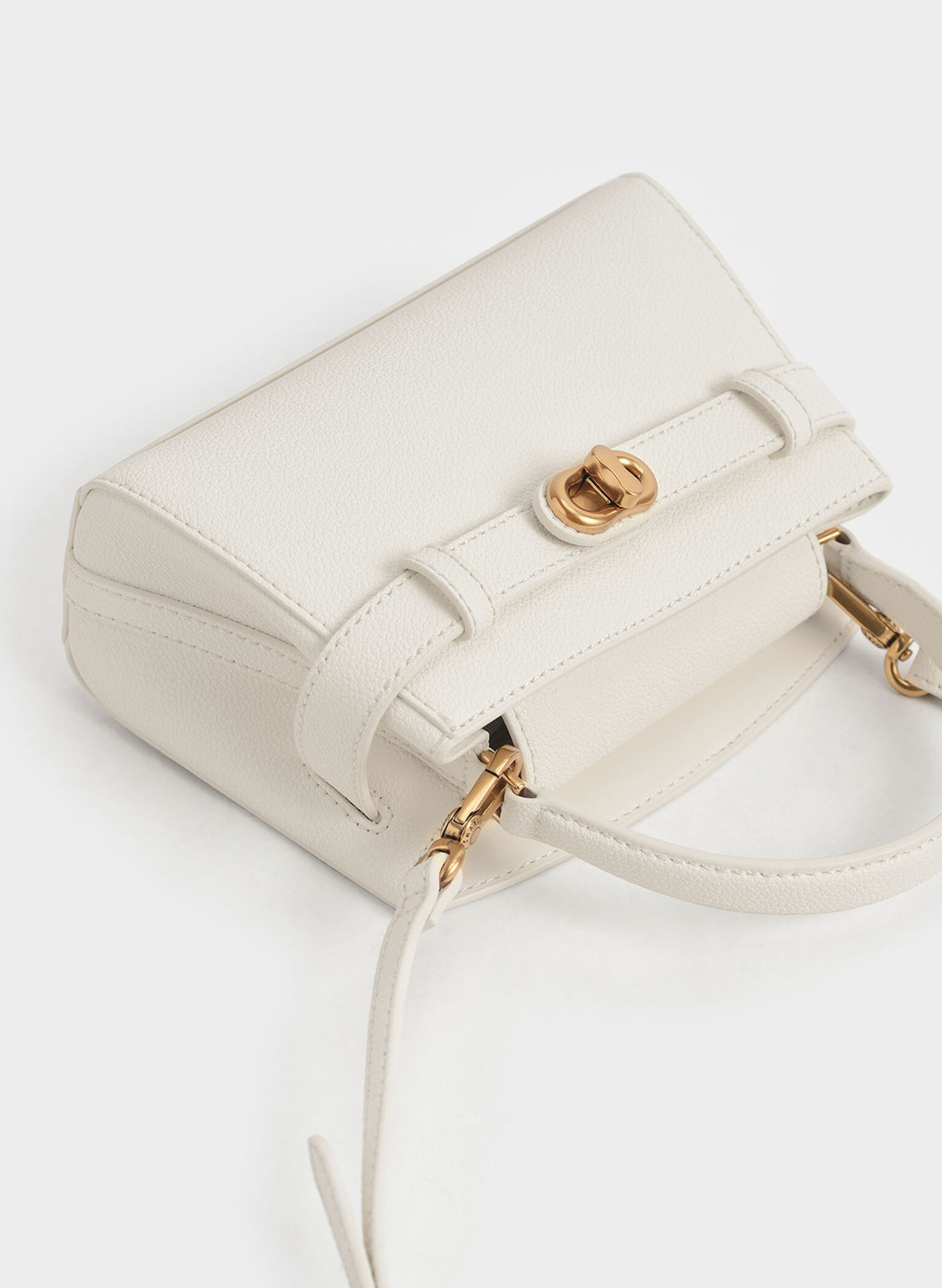 Aubrielle Metallic-Buckle Top Handle Bag, Cream, hi-res